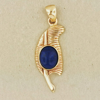 Feather of Ma'at Pendant with Gemstone - Le Dragon Argenté - egyptian - egyptian pendant - feather