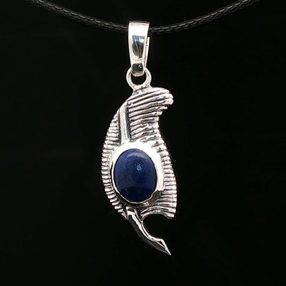 Feather of Ma'at Pendant in Sterling Silver with Gemstone - Le Dragon Argenté