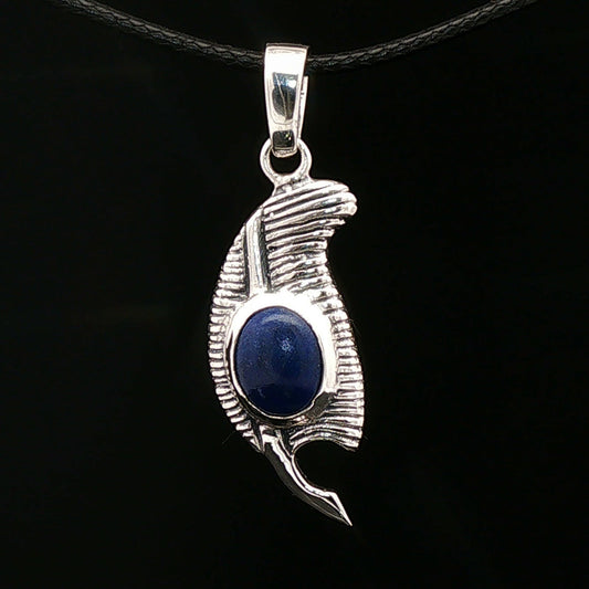 Feather of Ma'at Pendant in Sterling Silver with Gemstone - Le Dragon Argenté