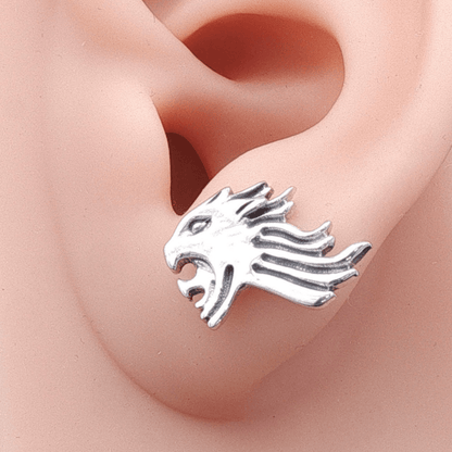 FF8 Griever Sleeping Lion stud earrings in sterling silver by Le Dragon Argenté