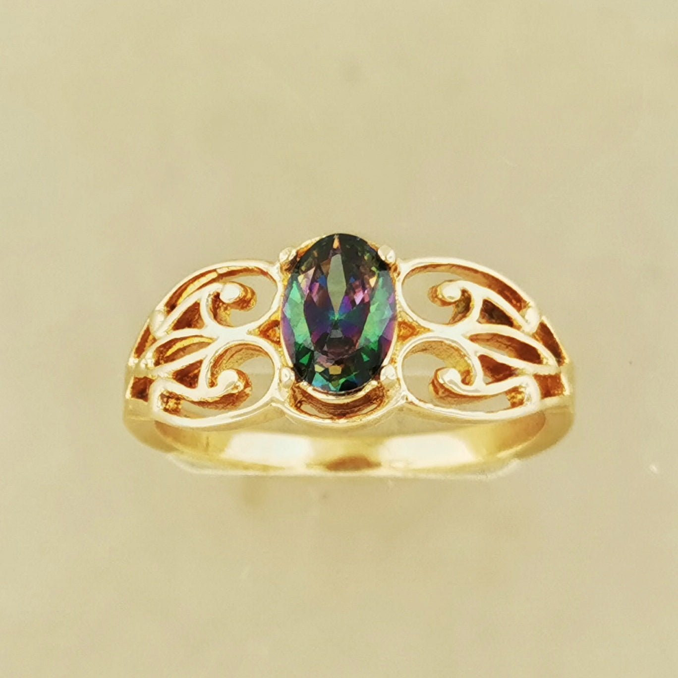 Filigree Birthstone Ring in Antique Bronze - Le Dragon Argenté