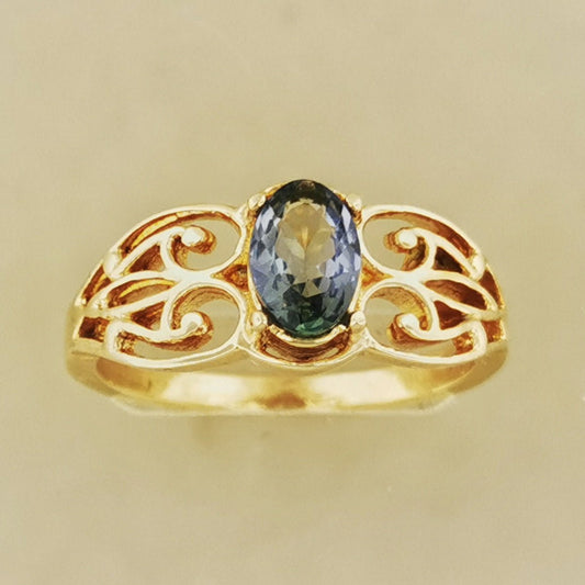 Filigree Gemstone Ring in Antique Bronze - Le Dragon Argenté