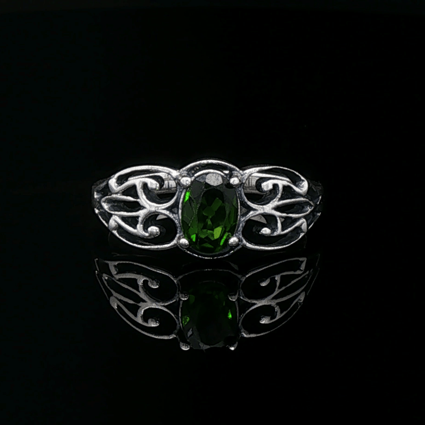 Filigree Gemstone Ring in Sterling Silver - Le Dragon Argenté