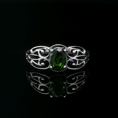 Filigree Gemstone Ring in Sterling Silver - Le Dragon Argenté
