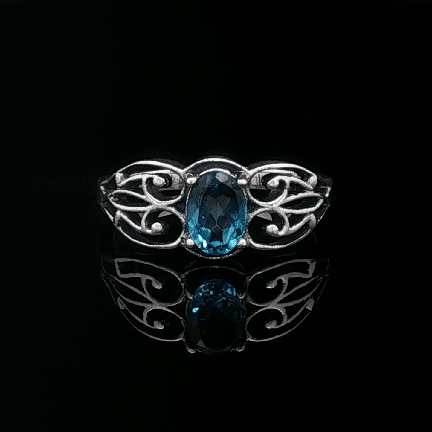 Filigree Gemstone Ring in Sterling Silver - Le Dragon Argenté