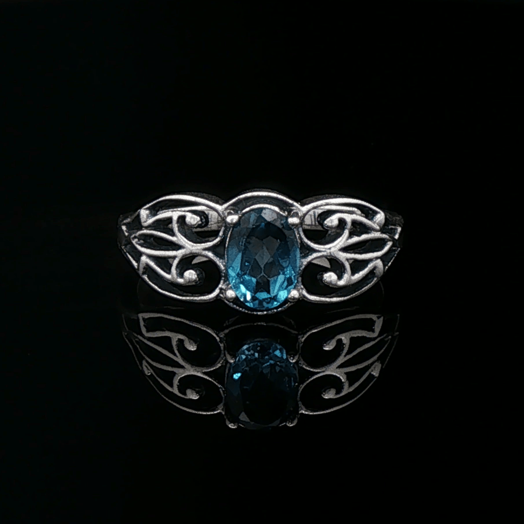 Filigree Gemstone Ring in Sterling Silver - Le Dragon Argenté