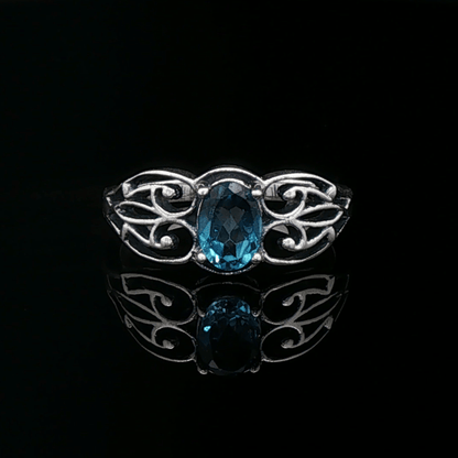 Filigree Gemstone Ring in Sterling Silver - Le Dragon Argenté