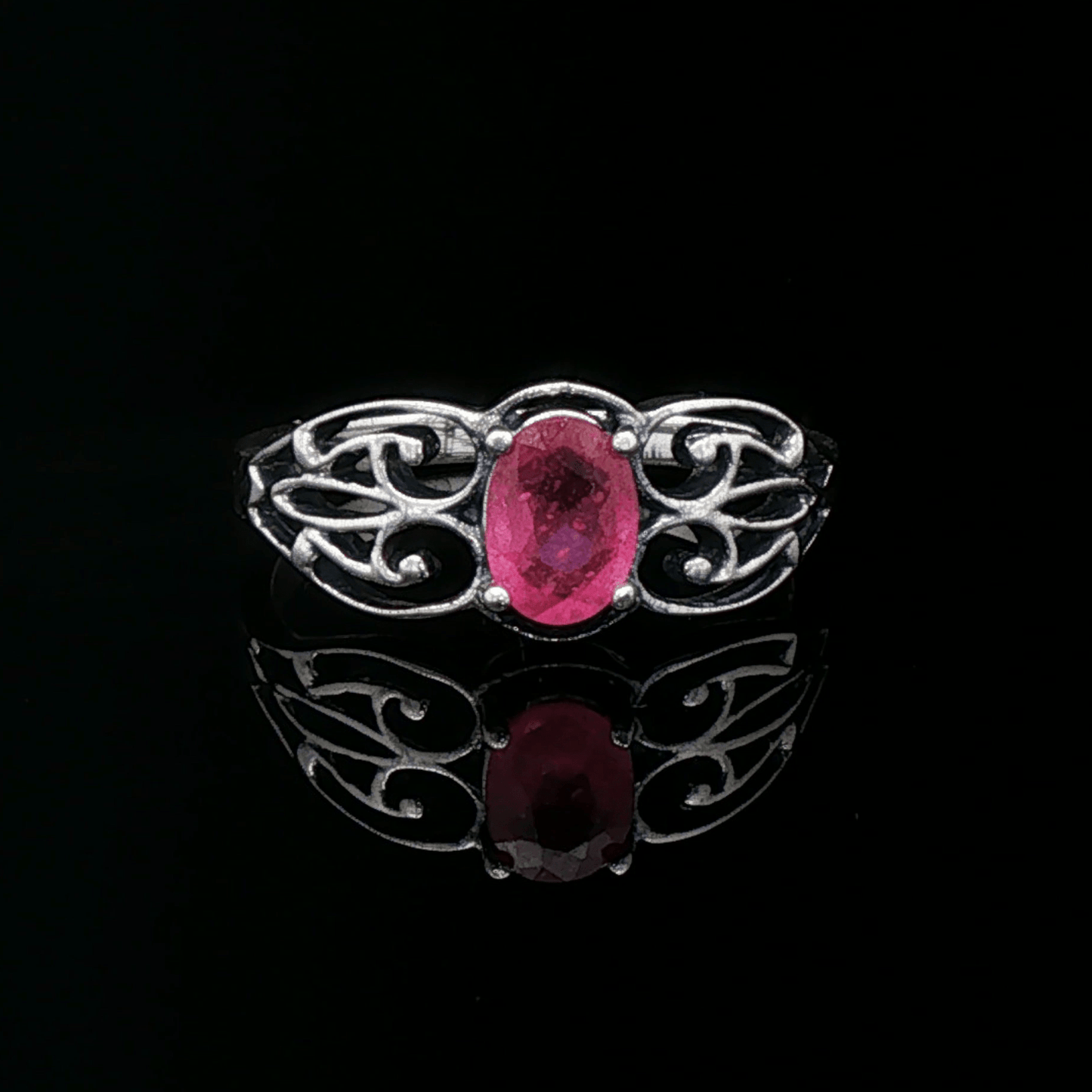 Filigree Gemstone Ring in Sterling Silver - Le Dragon Argenté