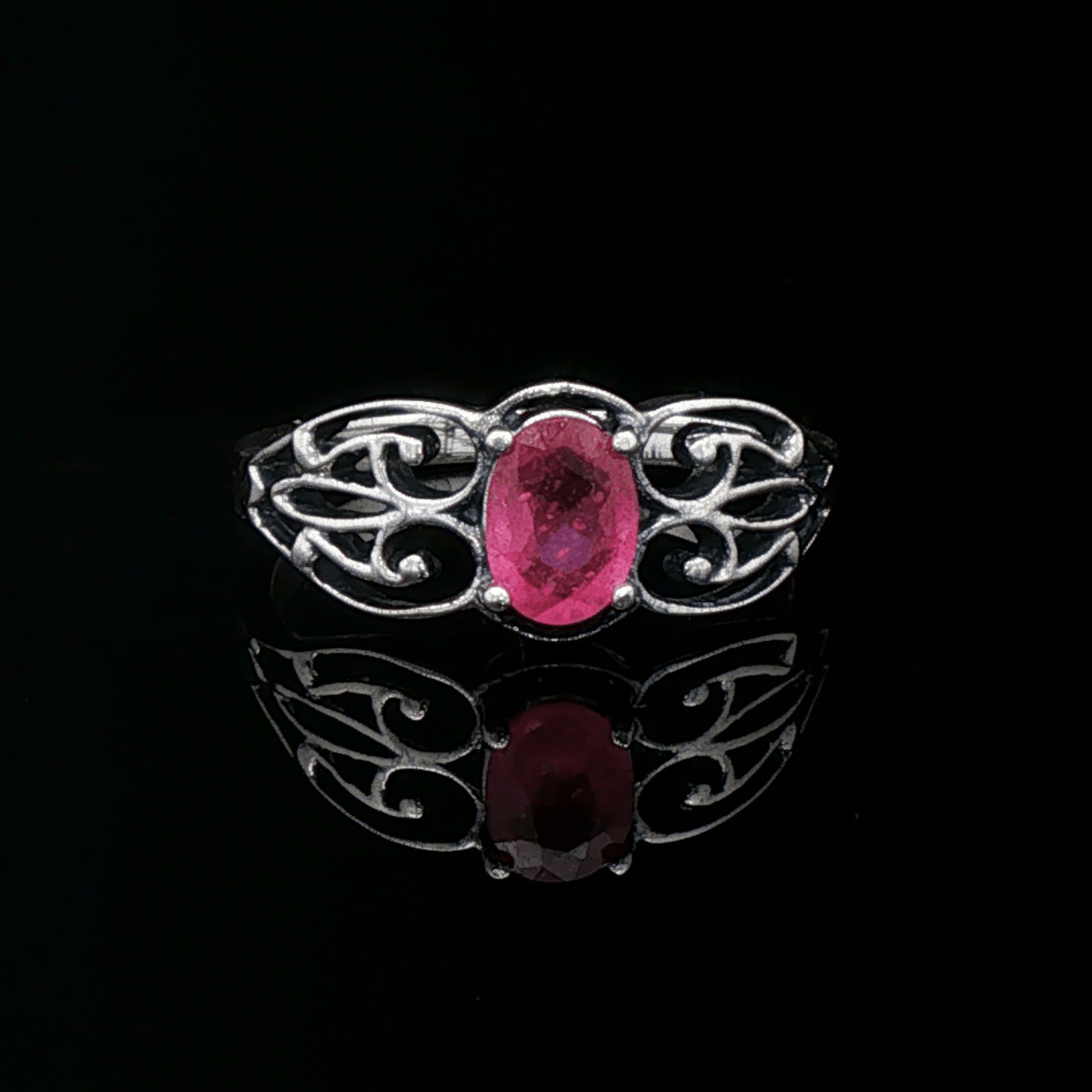 Filigree Gemstone Ring in Sterling Silver - Le Dragon Argenté