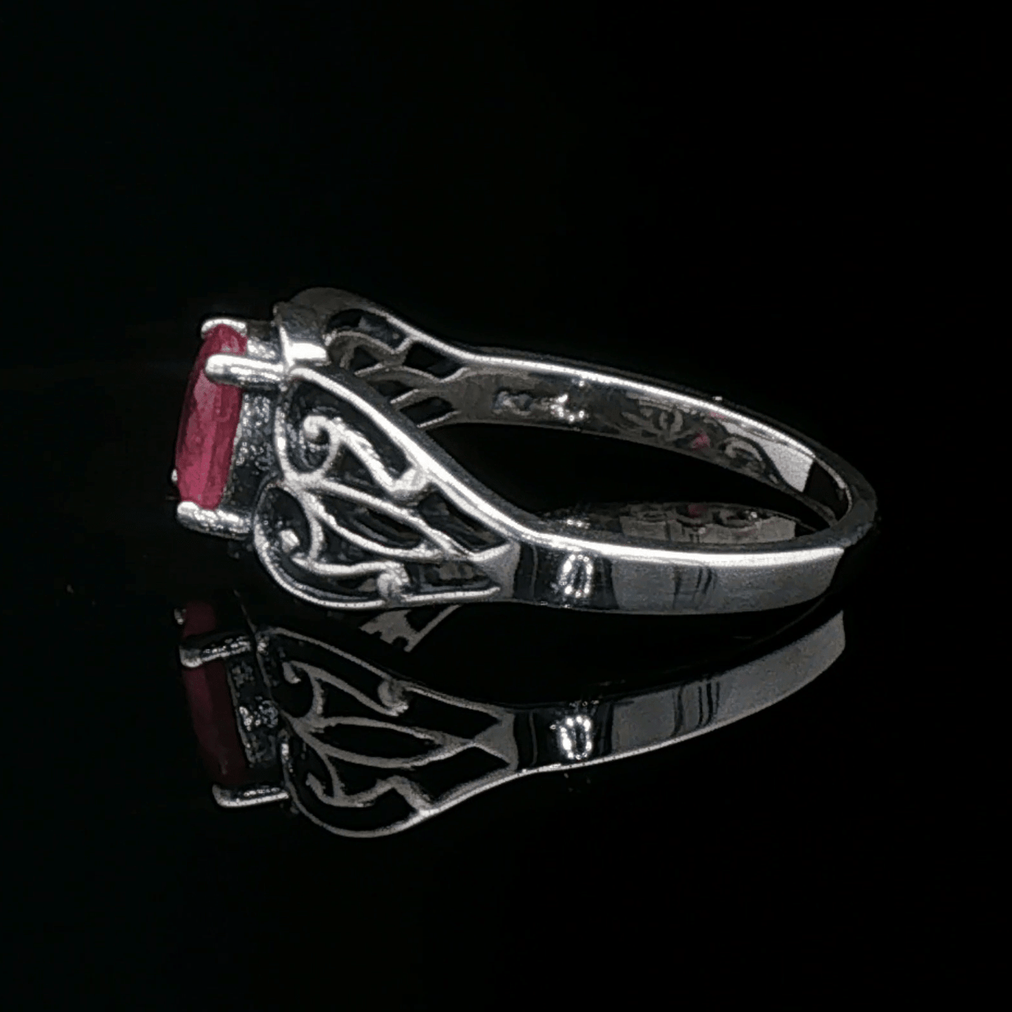 Filigree Gemstone Ring in Sterling Silver - Le Dragon Argenté