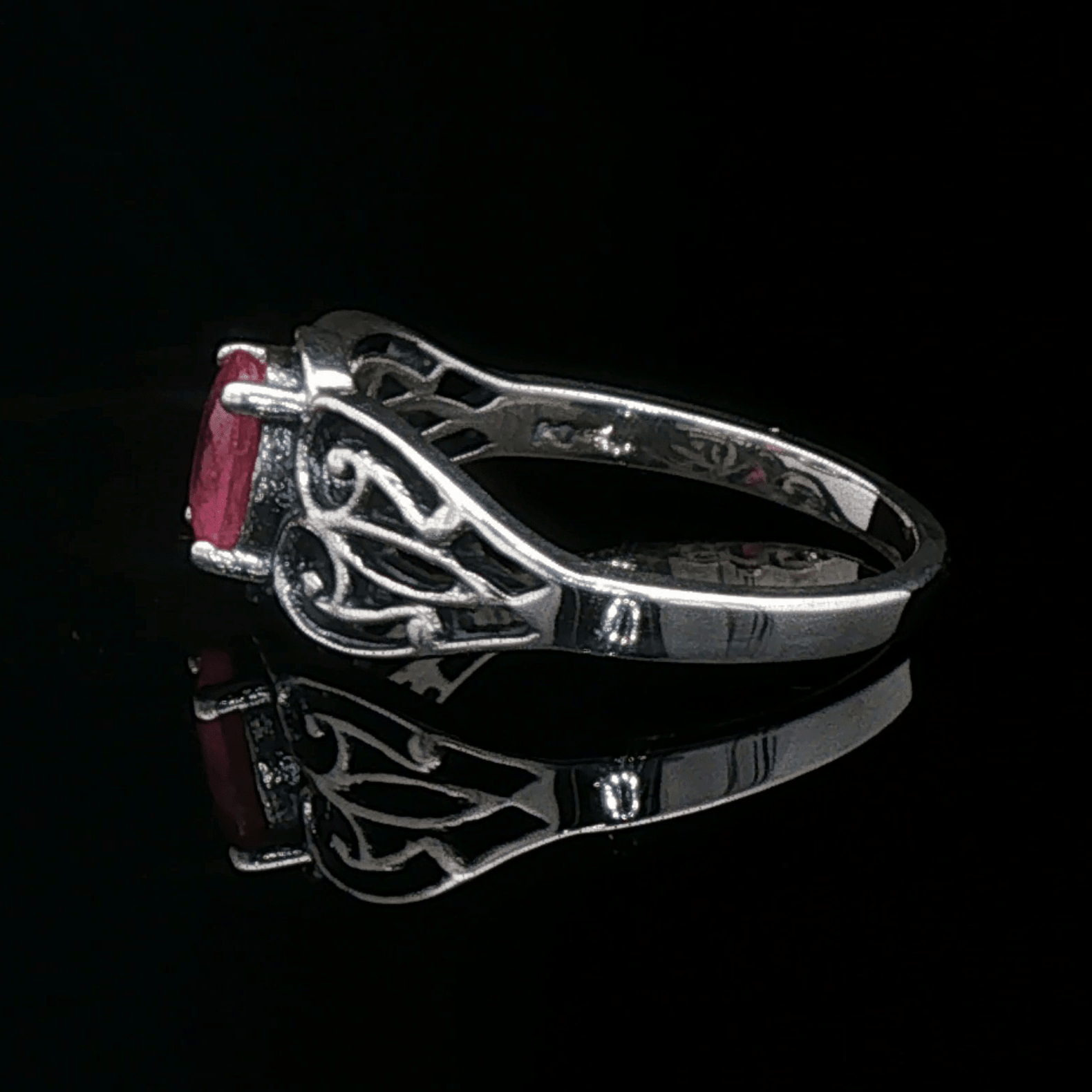 Filigree Gemstone Ring in Sterling Silver - Le Dragon Argenté