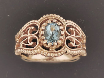 Vintage Style Filigree Birthstone Ring in Antique Bronze