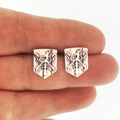 Final Fantasy 16 Clive Rosfield Family Crest Stud Earrings In Gold Made To Order - Le Dragon Argenté