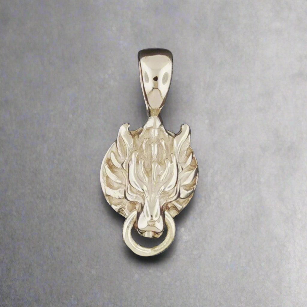 Final Fantasy 7 Fenrir Wolf Charm Pendant in Gold - Le Dragon Argenté