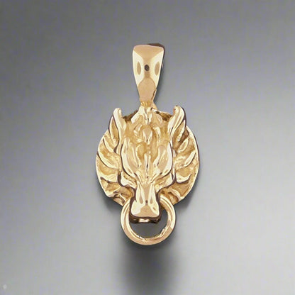 Final Fantasy 7 Fenrir Wolf Charm Pendant in Gold - Le Dragon Argenté