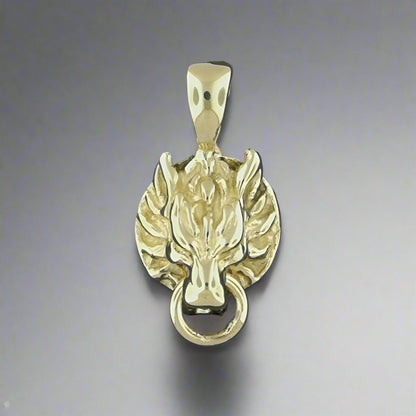 Final Fantasy 7 Fenrir Wolf Charm Pendant in Gold - Le Dragon Argenté