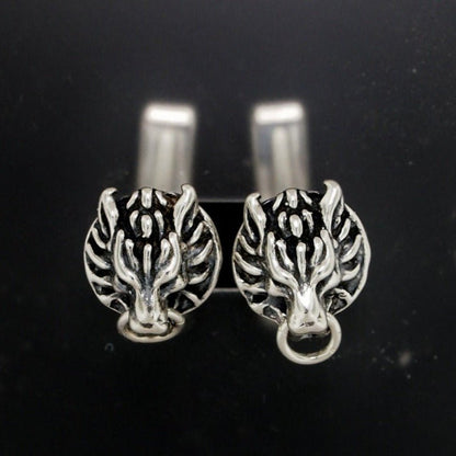 Final Fantasy 7 Fenrir Wolf Cuff Links in Sterling Silver - Le Dragon Argenté