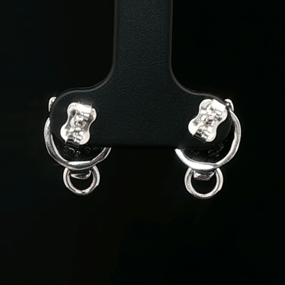 Handmade Sterling silver Fenrir wolf stud earrings inspired by Final Fantasy VII, minimalist gamer jewellery with sleek wolf design by Le Dragon Argenté