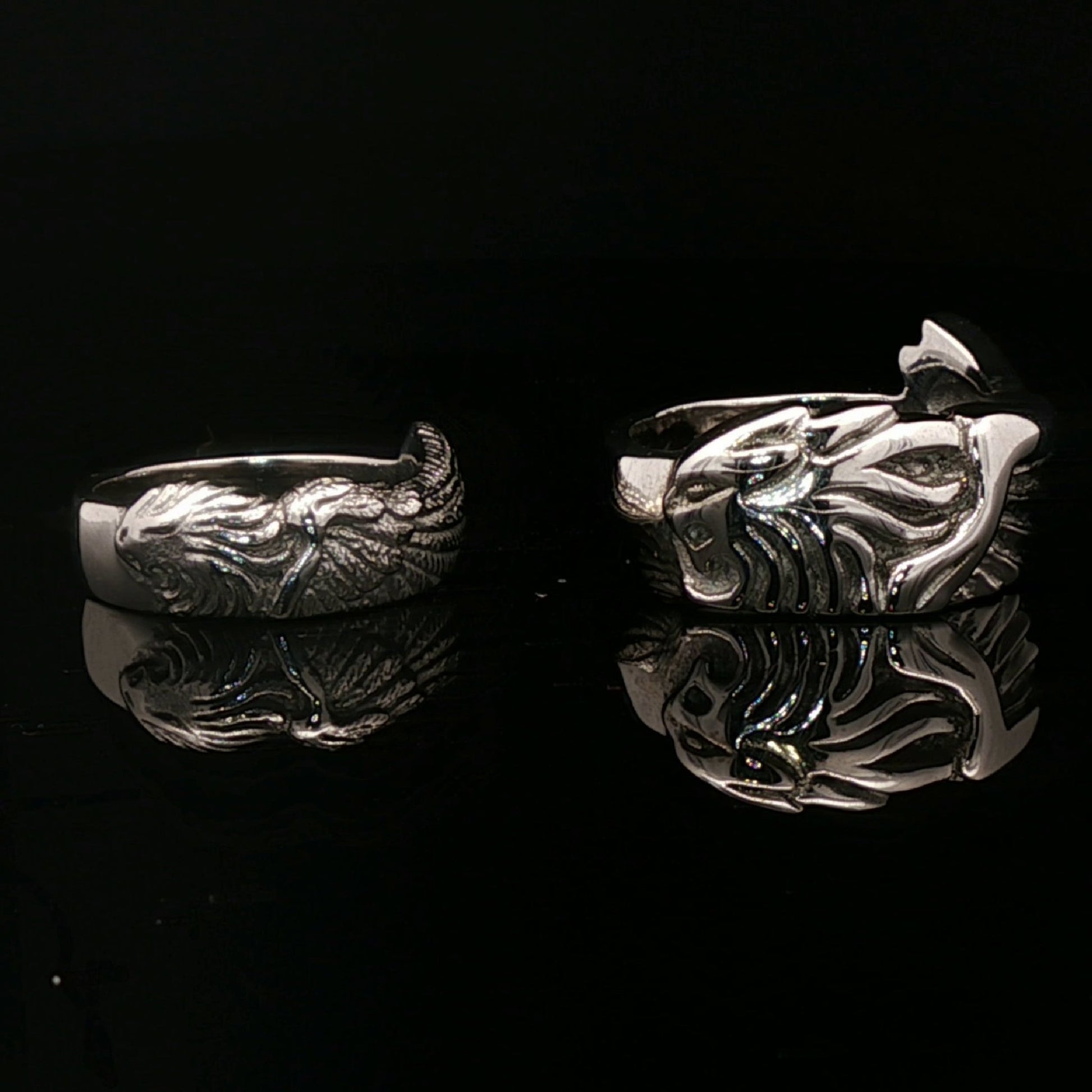 Final Fantasy 8 Griever Wedding Ring Set in Sterling Silver - Le Dragon Argenté