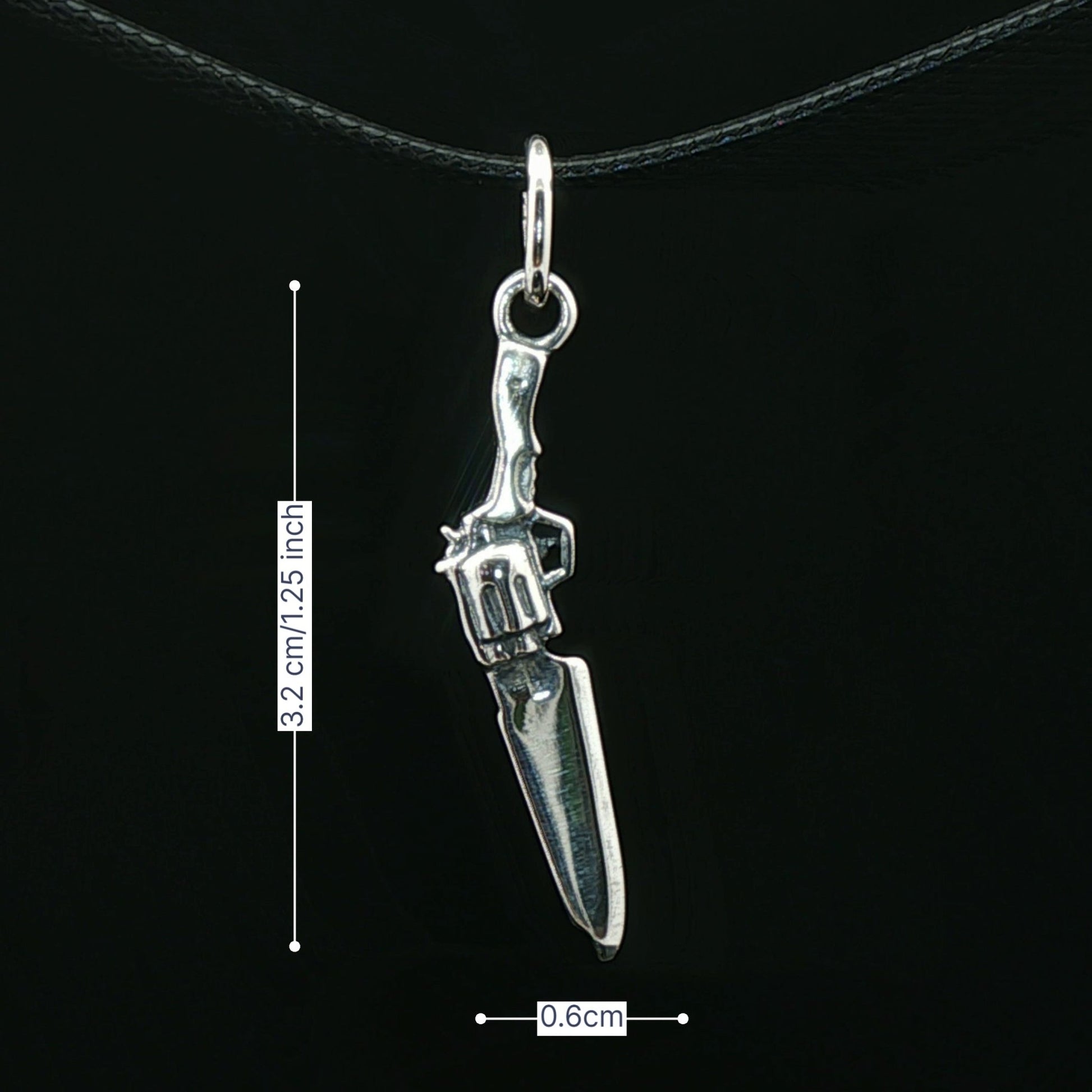 Final Fantasy 8 Gunblade charm pendant in stainless steel geeky jewellery by Le Dragon Argenté