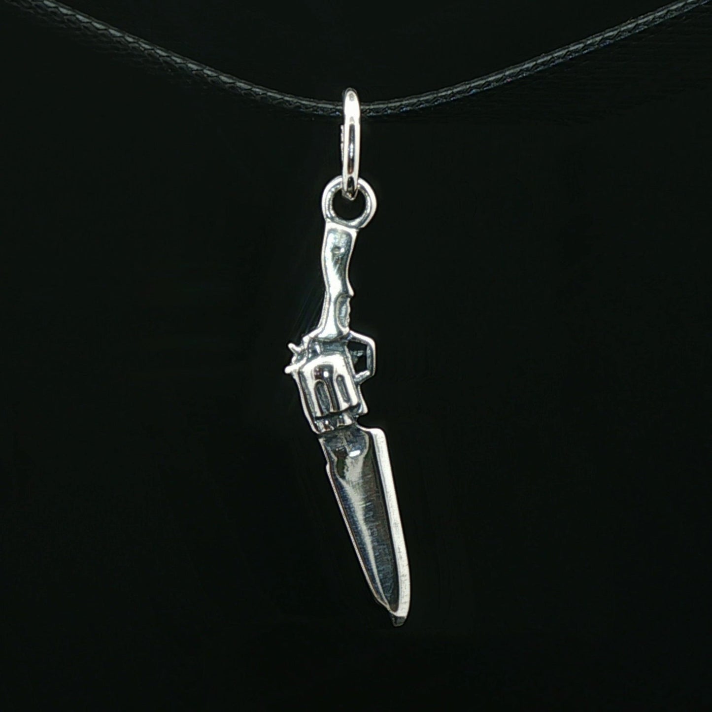 Final Fantasy 8 Gunblade charm pendant in stainless steel geeky jewellery by Le Dragon Argenté