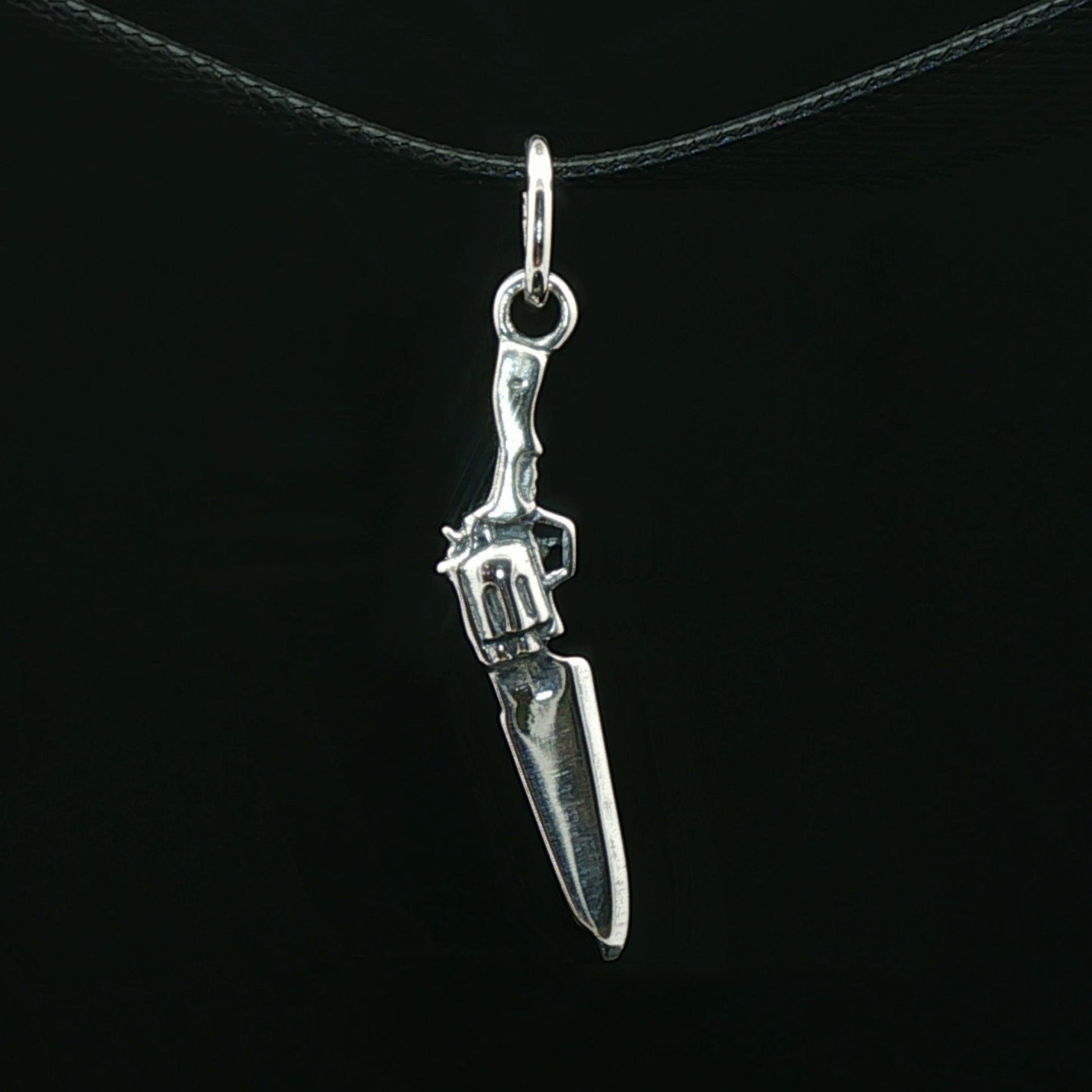 Final Fantasy 8 Gunblade charm pendant in stainless steel geeky jewellery by Le Dragon Argenté