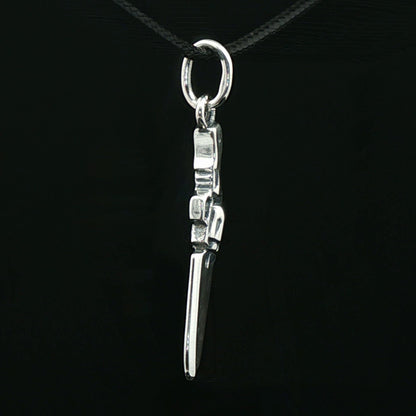 Final Fantasy 8 Gunblade charm pendant in sterling silver handmade geeky jewellery by Le Dragon Argenté