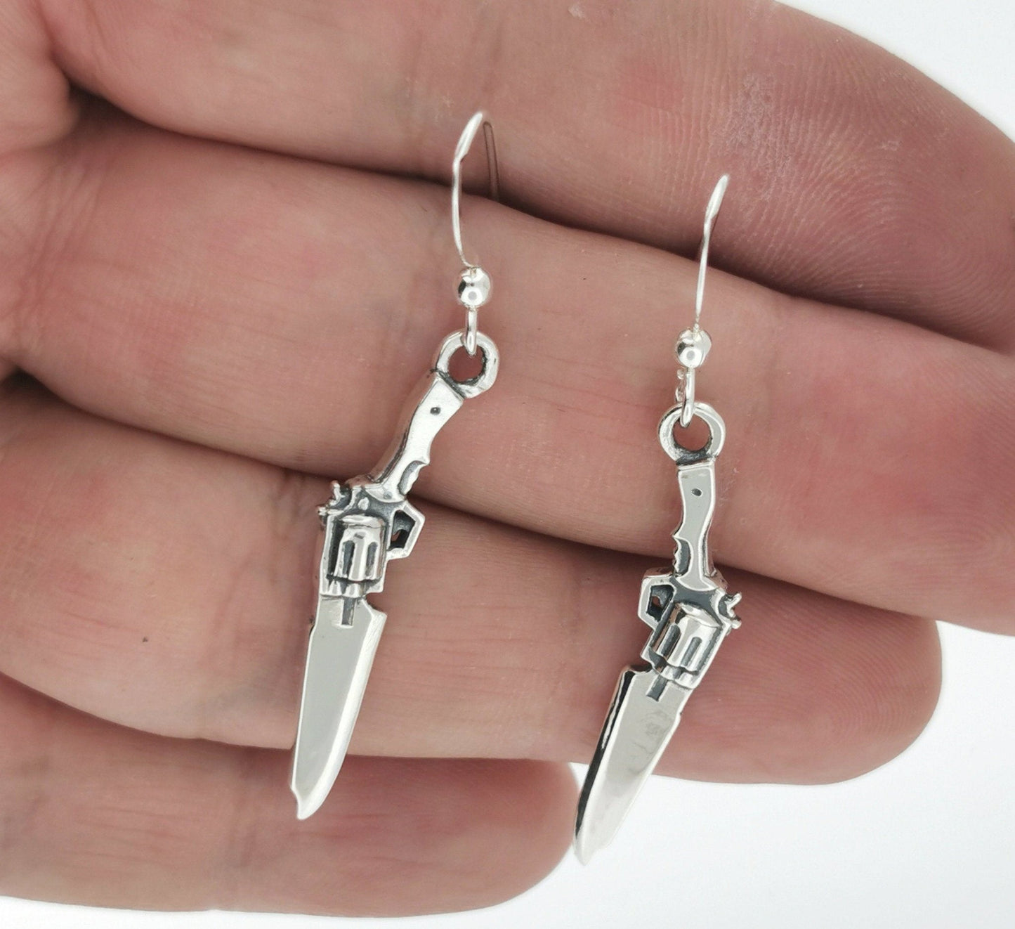 Final Fantasy 8 Gunblade Earrings Pair in Gold Made to Order - Le Dragon Argenté