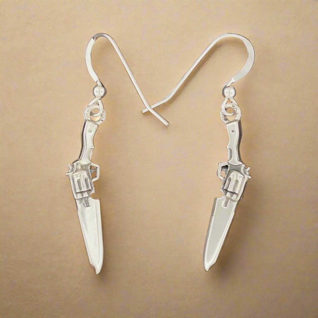 Final Fantasy 8 Gunblade Earrings Pair in Gold Made to Order - Le Dragon Argenté