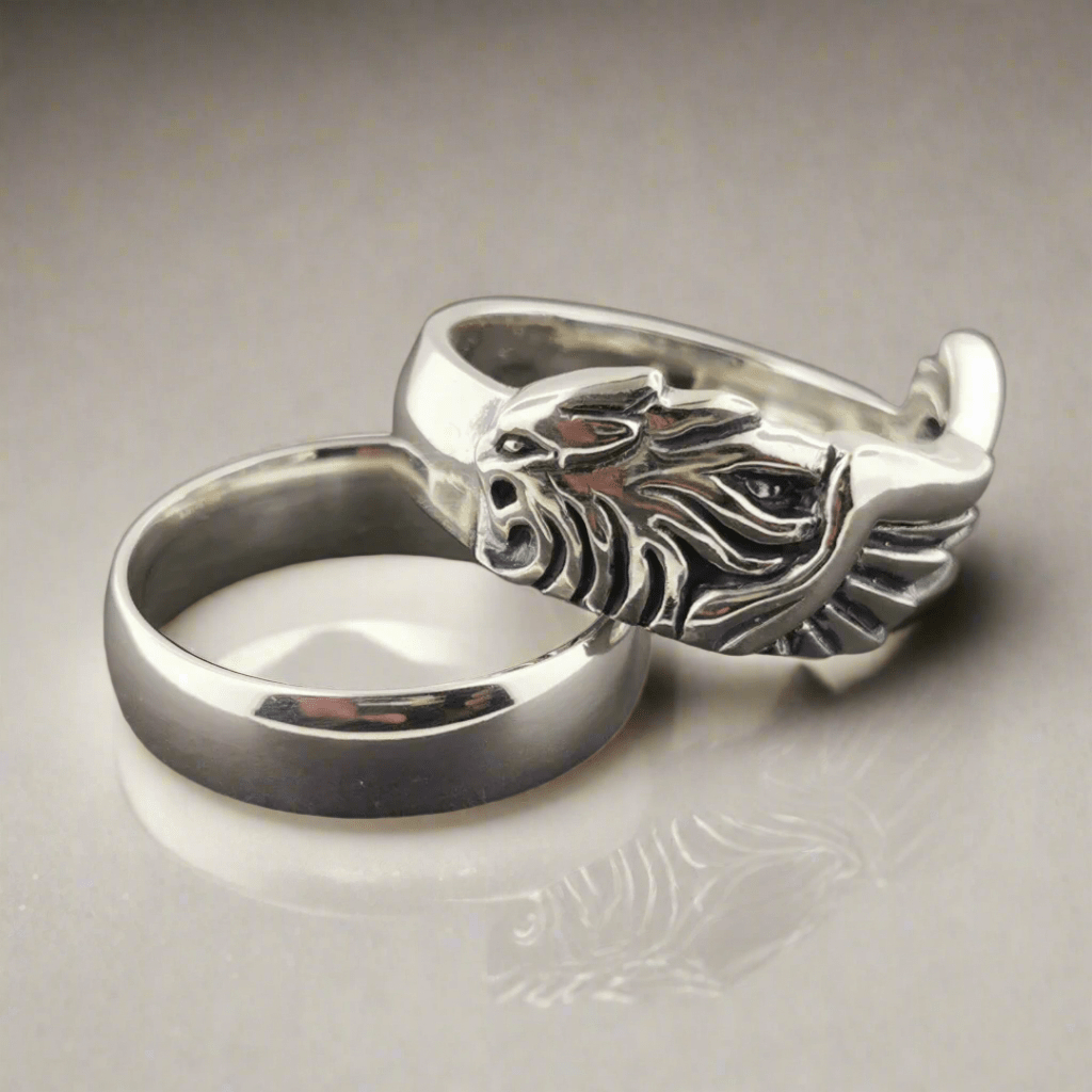 Final Fantasy 8 Squall Griever Ring Set in Sterling Silver, Final Fantasy 8 Wedding Set - Le Dragon Argenté