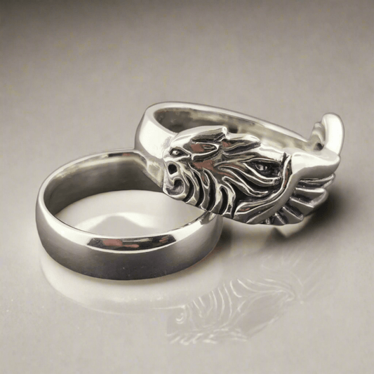 Final Fantasy 8 Squall Griever Ring Set in Sterling Silver, Final Fantasy 8 Wedding Set - Le Dragon Argenté