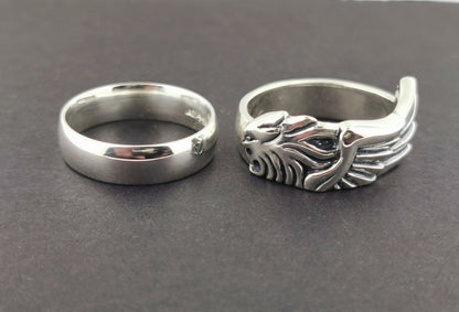 Final Fantasy 8 Squall Griever Ring Set in Sterling Silver, Final Fantasy 8 Wedding Set - Le Dragon Argenté