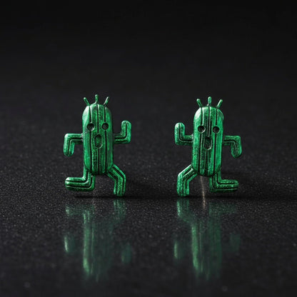 Final Fantasy Cactaur Stud Earrings in Sterling Silver - Le Dragon Argenté - Cactaur Stud Earrings - Final Fantasy - Final Fantasy Earrings