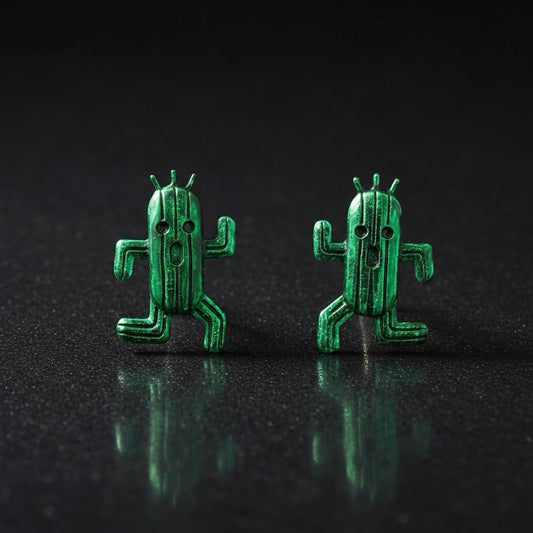 Final Fantasy Cactaur Stud Earrings in Sterling Silver - Le Dragon Argenté - Cactaur Stud Earrings - Final Fantasy - Final Fantasy Earrings