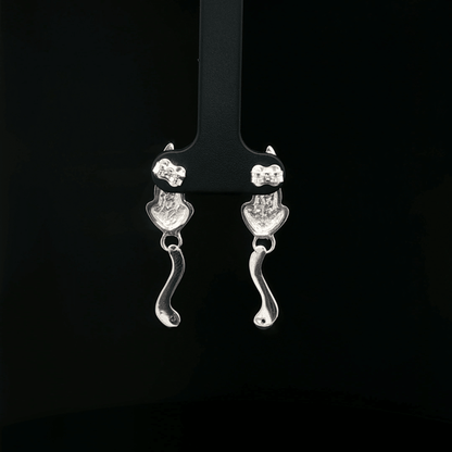 Final Fantasy XIII - 2 Serah Cat Earrings in Sterling Silver - Le Dragon Argenté