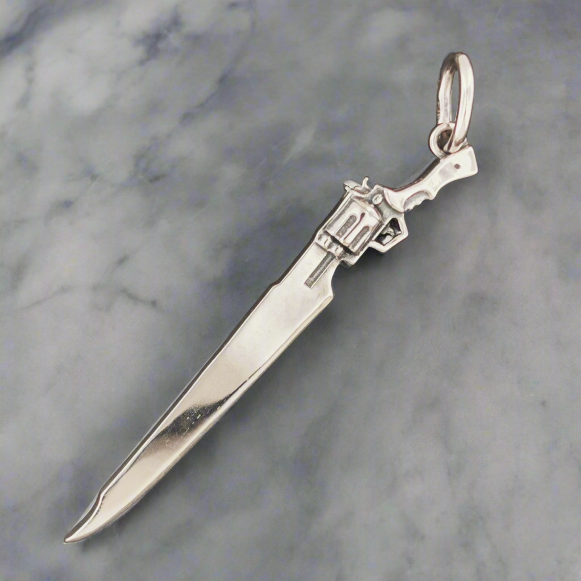 Final Fantasy 8 Gunblade Pendant in Sterling Silver, FFVIII Squall Gunblade Pendant, Final Fantasy VIII Pendant, Silver Final Fantasy Jewelry, Final Fantasy Pendant, Silver FF8 Gunblade Pendant, Sterling Silver Gunblade Pendant