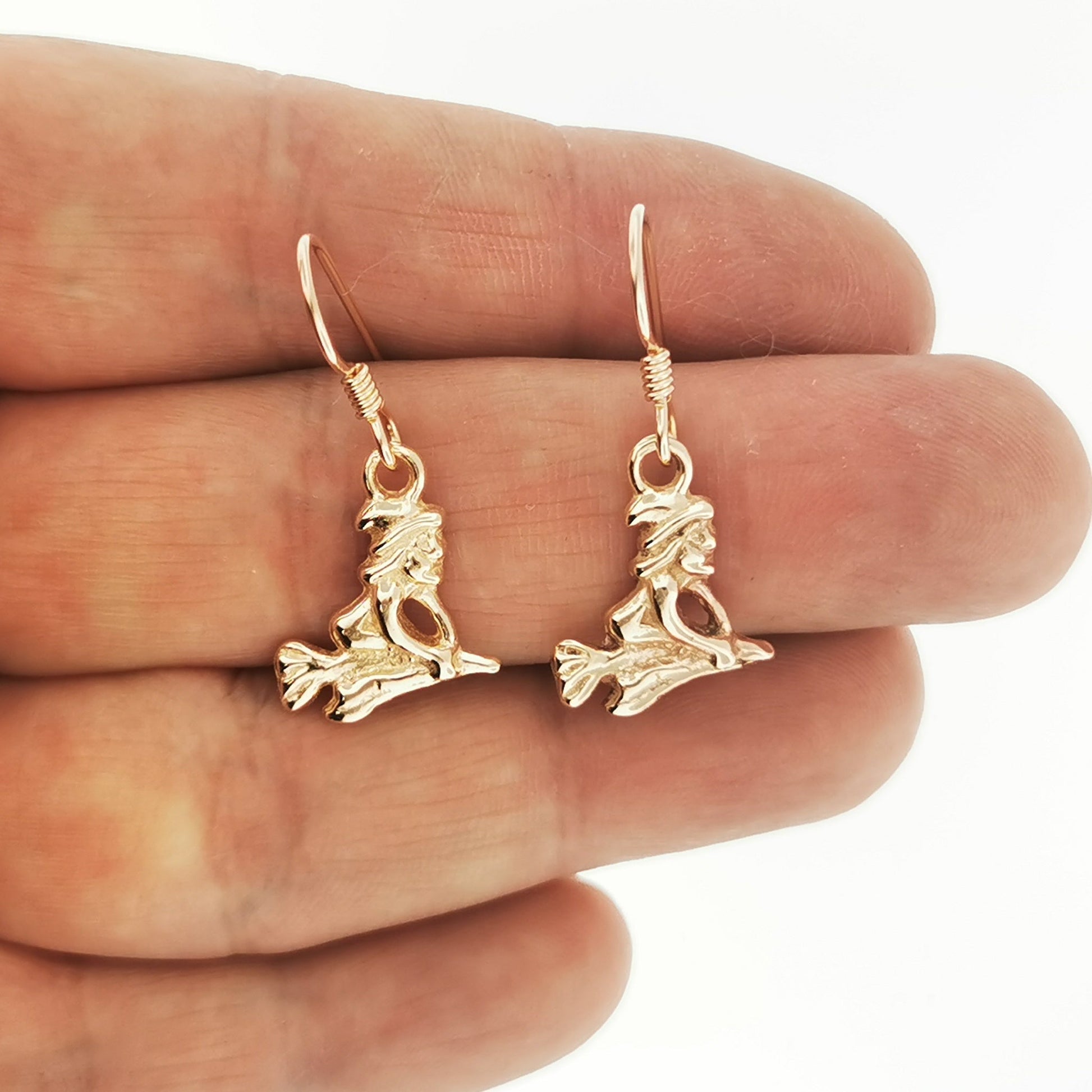 Flying Witches Charm Earrings in Sterling Silver or Antique Bronze - Le Dragon Argenté