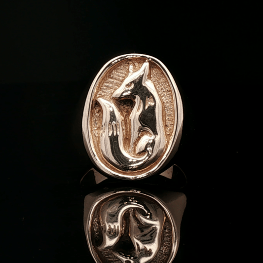 Fox Signet Ring in Antique Bronze - Le Dragon Argenté
