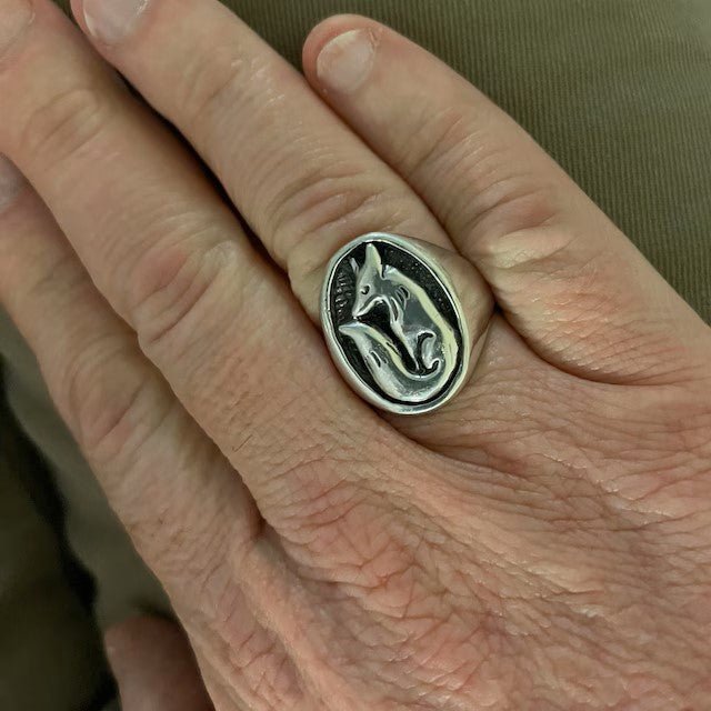 Fox Signet Ring in Sterling Silver or Antique Bronze