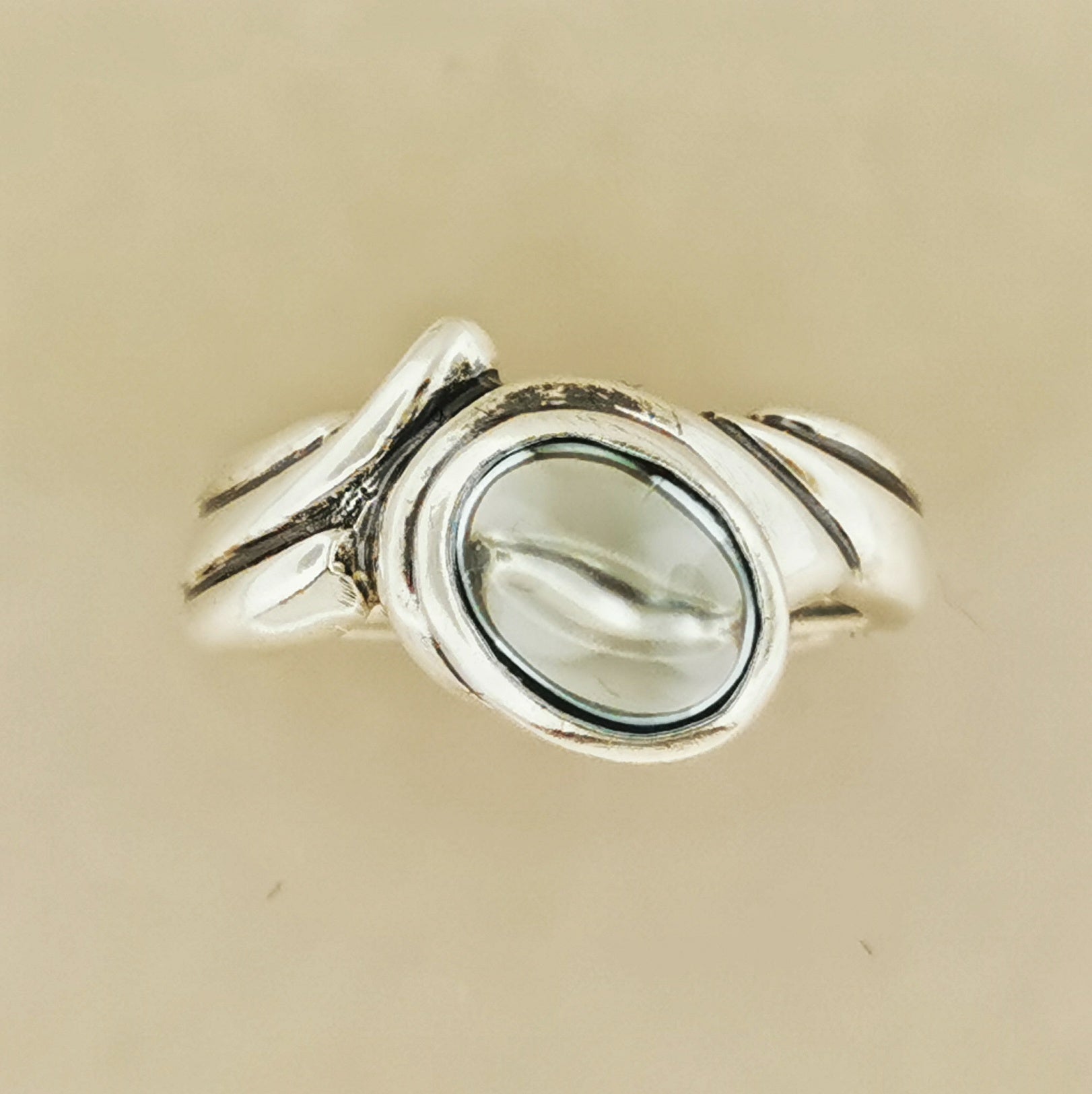 Freeform Geometric Ring with Gemstone in Sterling Silver, Vintage Silver Ring, Vintage Gemstone Ring, Mid Century Ring, Mid Century Jewellery, Silver Birthstone Ring, Geometric Silver Ring, Everyday Sterling Silver Gemstone Ring, 50s Silver Ring