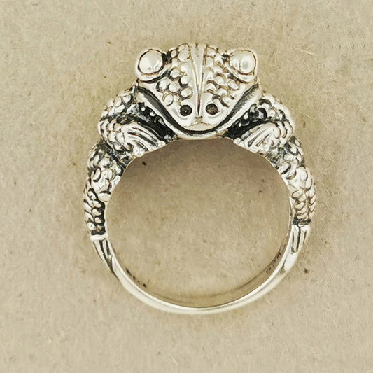 Frog Ring in Sterling Silver or Antique Bronze - Le Dragon Argenté