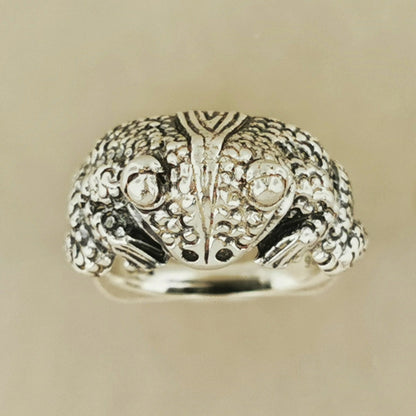 Frog Ring in Sterling Silver or Antique Bronze - Le Dragon Argenté