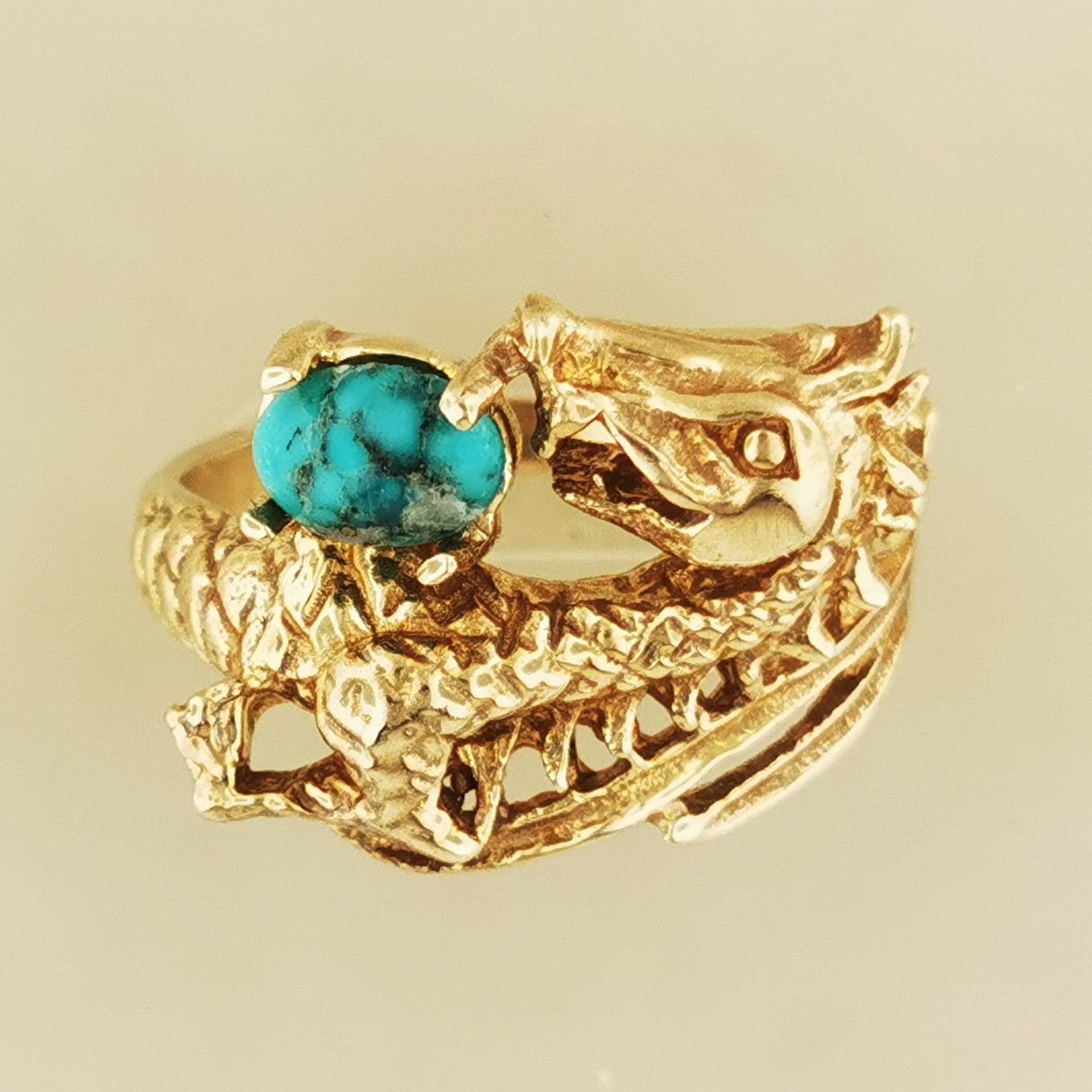 Gemstone Dragon Ring in Antique Bronze - Le Dragon Argenté