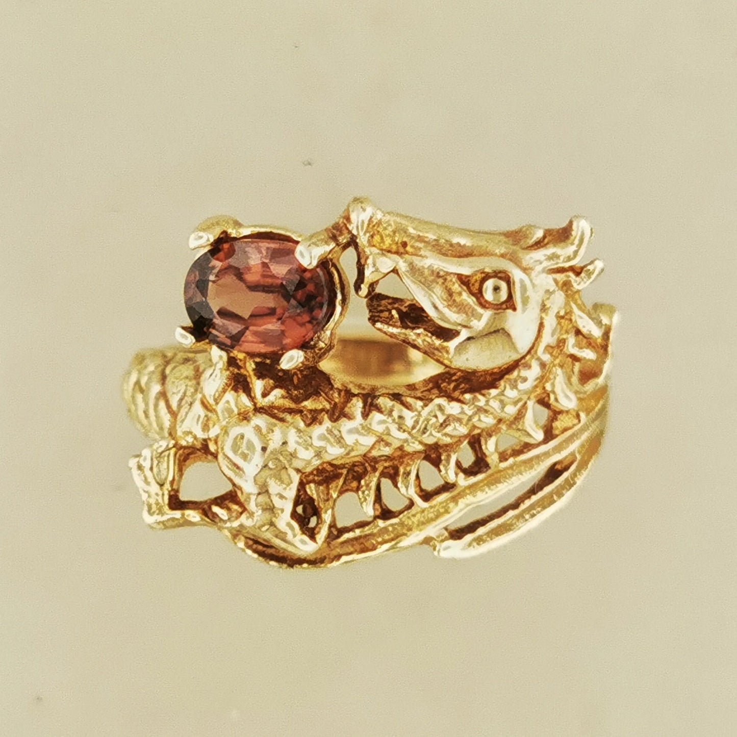 Gemstone Dragon Ring in Antique Bronze - Le Dragon Argenté