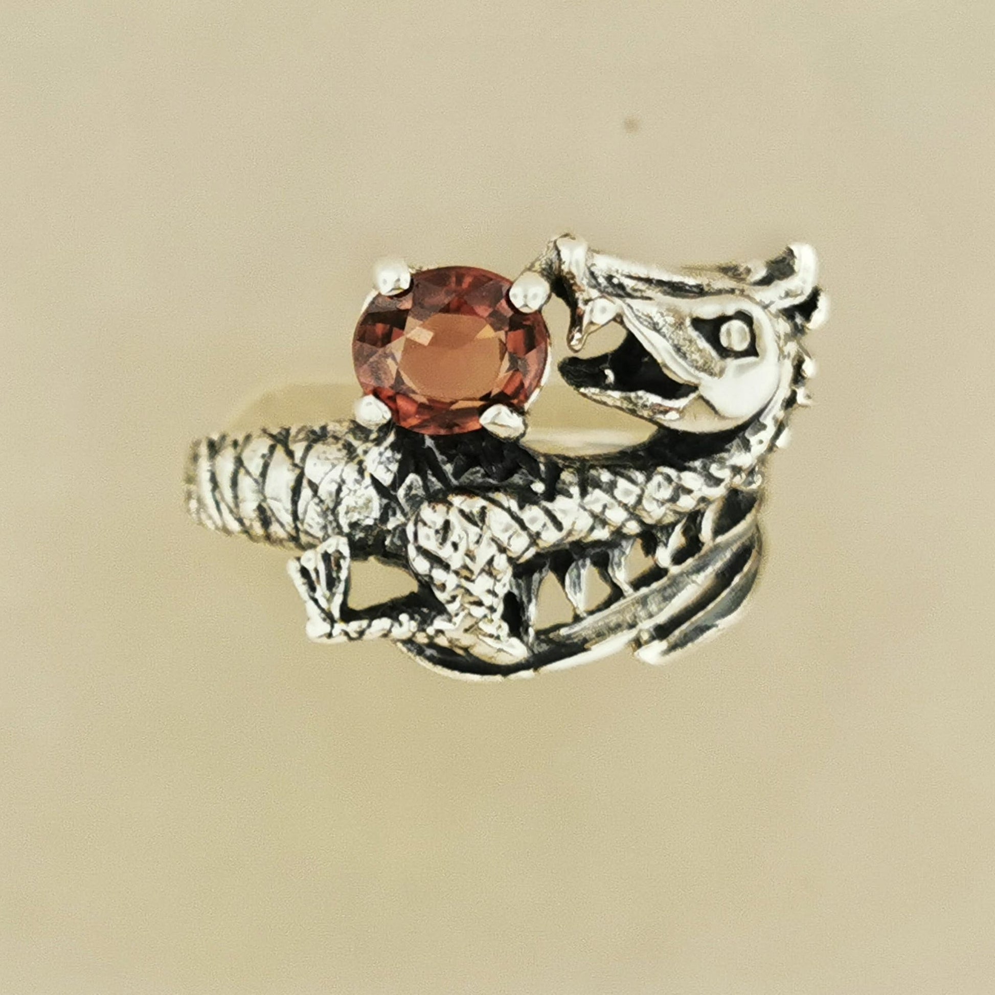 Gemstone Dragon Ring in Sterling Silver - Le Dragon Argenté