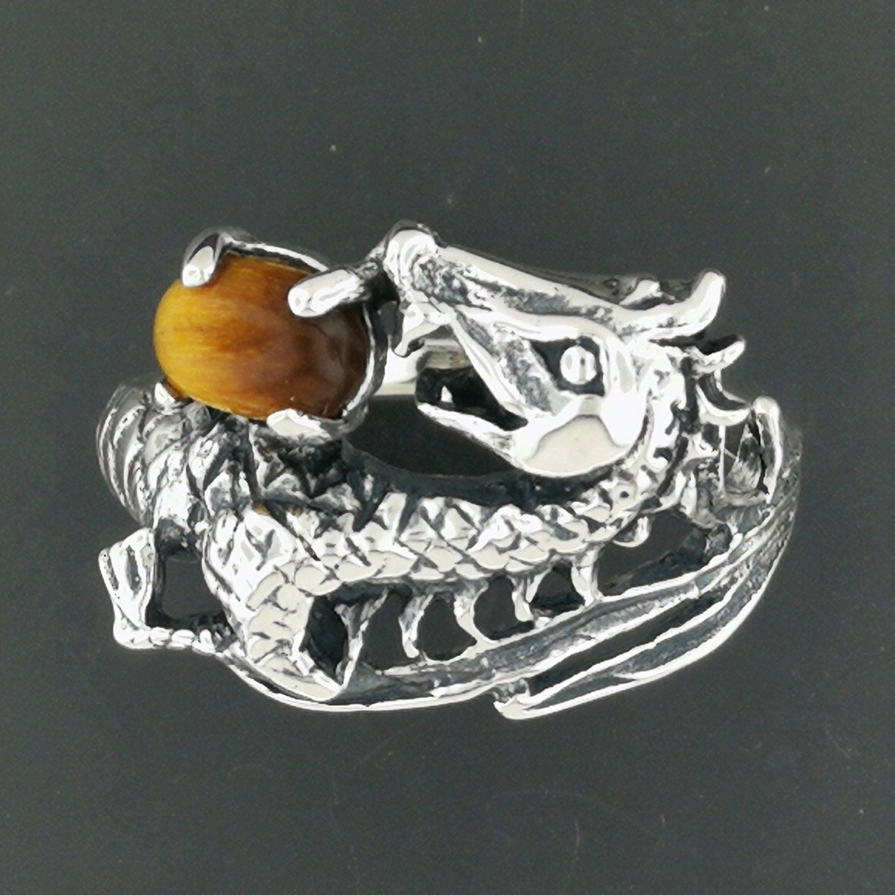 Gemstone Dragon Ring in Sterling Silver - Le Dragon Argenté