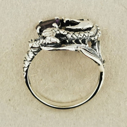 Gemstone Dragon Ring in Sterling Silver - Le Dragon Argenté