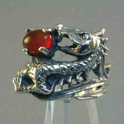 Gemstone Dragon Ring in Sterling Silver - Le Dragon Argenté