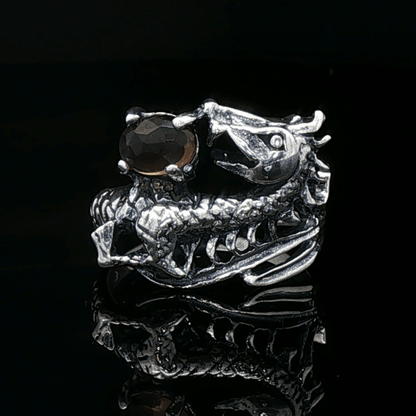 Gemstone Dragon Ring in Sterling Silver - Le Dragon Argenté