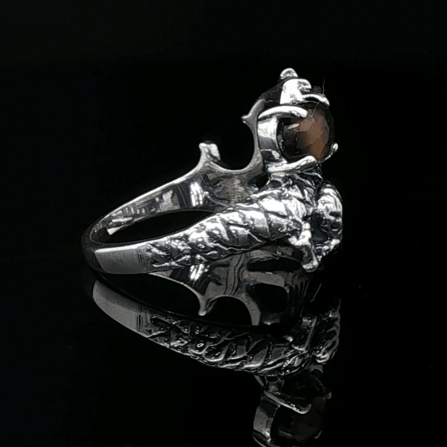 Gemstone Dragon Ring in Sterling Silver - Le Dragon Argenté